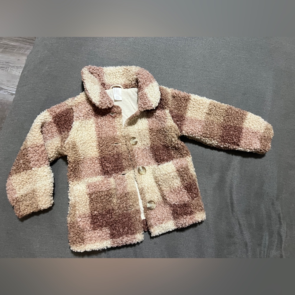 Cozy H&M Kids' Plaid Jacket - Cream and Brown